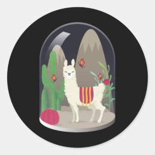 Sticker Rond Llama Alpaca Llamas Alpacas Douce Animal Design