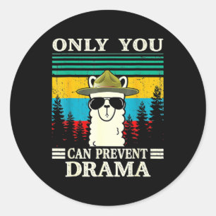 Sticker Rond Llama Camping Vous Pouvez Empêcher Drama Vintage C
