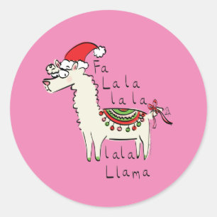 Sticker Rond Llama Cute Funny Noël