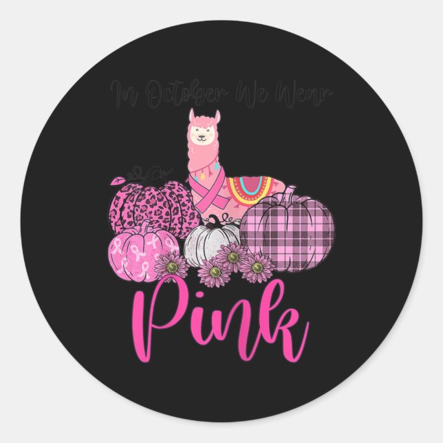 Sticker Rond Llama De Sensibilisation Des Femmes En Octobre Nou (Devant)