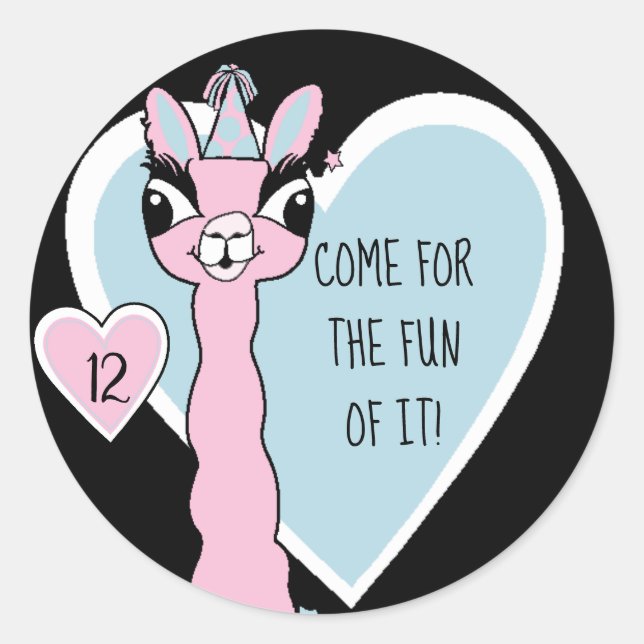 Sticker Rond Llama Pyjama Filles roses Fête du bois (Devant)