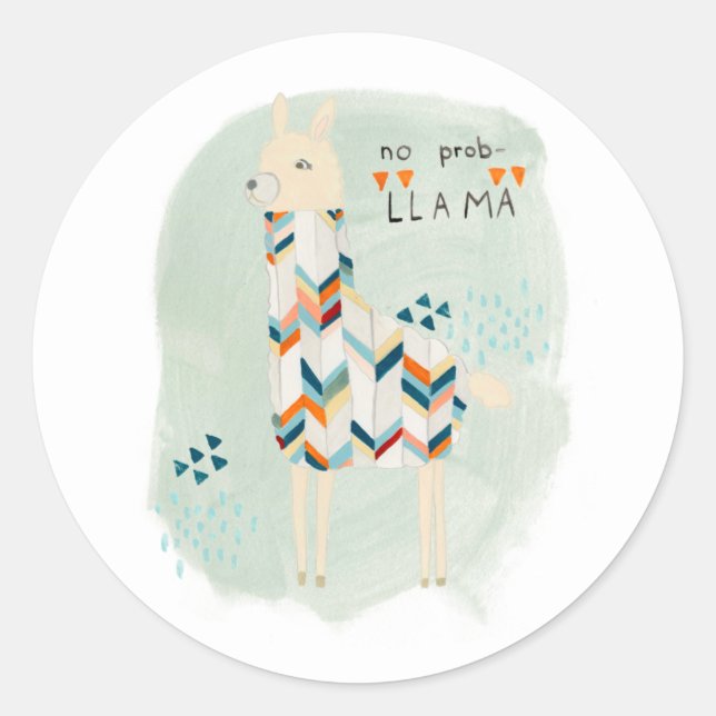 Sticker Rond Llama Squad - Pas de Prob-llama (Devant)