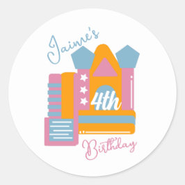 Sticker Rond Location de maison gonflable pour fête d'anniversa