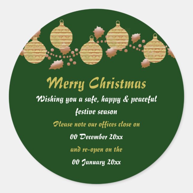 Sticker Rond Locaux du bureau de Noël fermés de la (Devant)