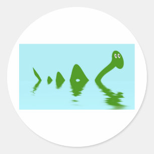 Sticker Rond Loch Ness Monster (Vert)
