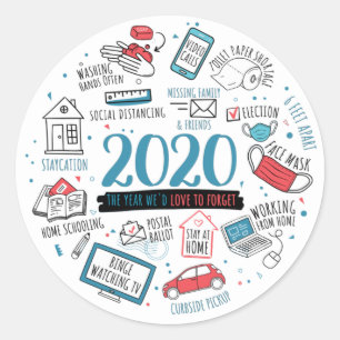Sticker Rond Lockdown 2020 Quarantine Commemorative