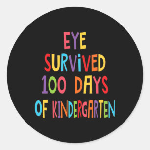 Sticker Rond L'Oeil De L'Enseignant A Survécu À 100 Jours D'Enf