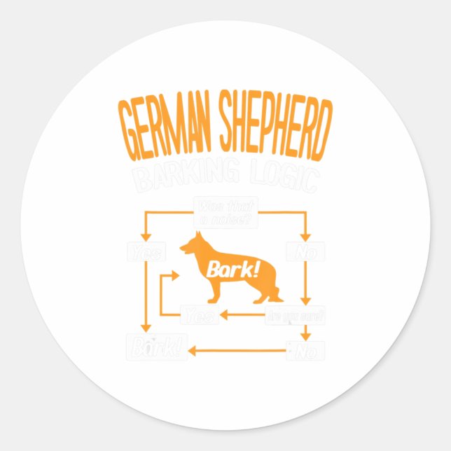 Sticker Rond Logique allemande d'écorce berger (Devant)