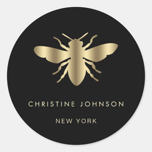 Sticker Rond logo abeille sur fond noir (Devant)