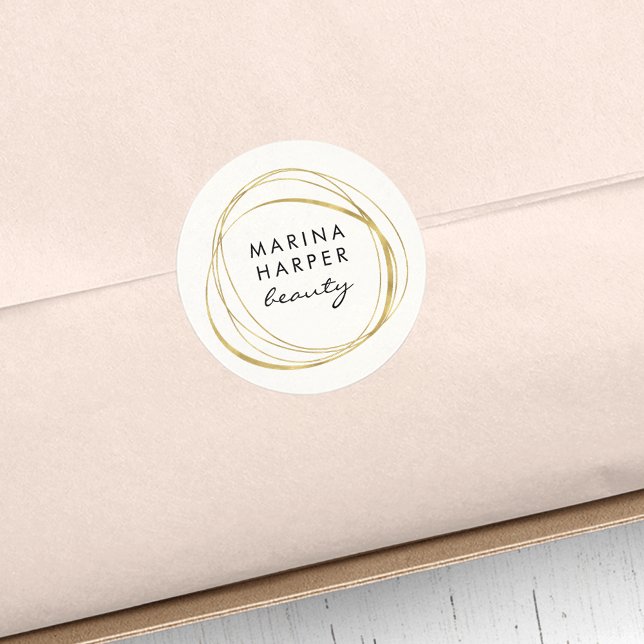 Sticker Rond Logo Abstrait moderne Faux Gold (Créateur téléchargé)