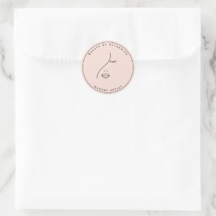 Sticker Rond Logo Abstrait moderne femme beauté visage femme