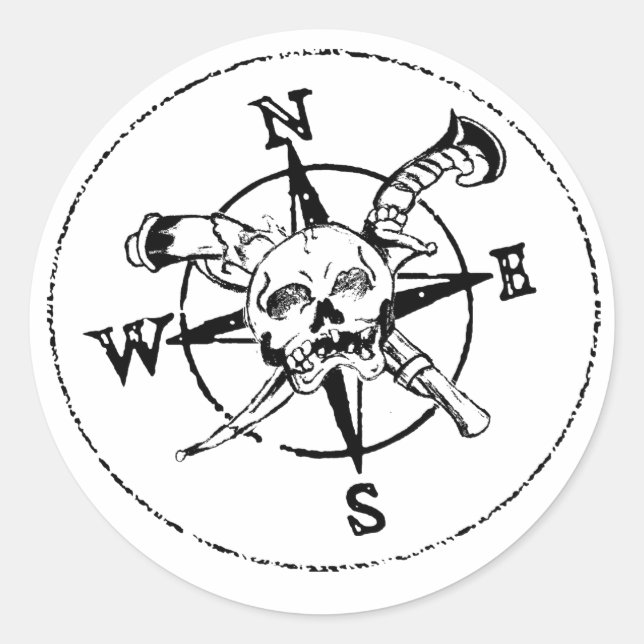 Sticker Rond Logo amusant Pirate Compass (Devant)