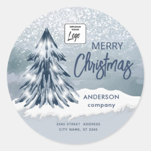 Sticker Rond Logo aquarelle Noël arbre scintillement hiver