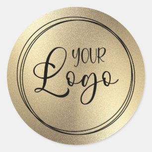 Sticker Rond Logo avec aspect feuille d'or Champagne