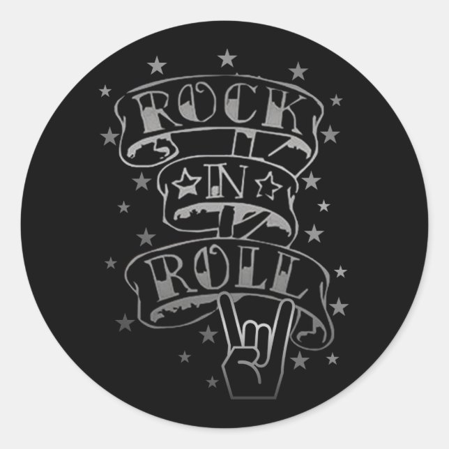 Sticker Rond Logo Black & Silver Rock & Roll (Devant)