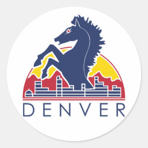 Sticker Rond Logo bleu de Denver de cheval