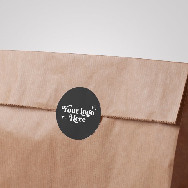 Sticker Rond Logo Boho noir et blanc pour petites entreprises (Créateur téléchargé)