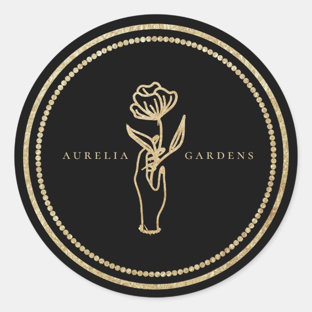 Sticker Rond Logo Chic Bohème Golden Floral (Devant)