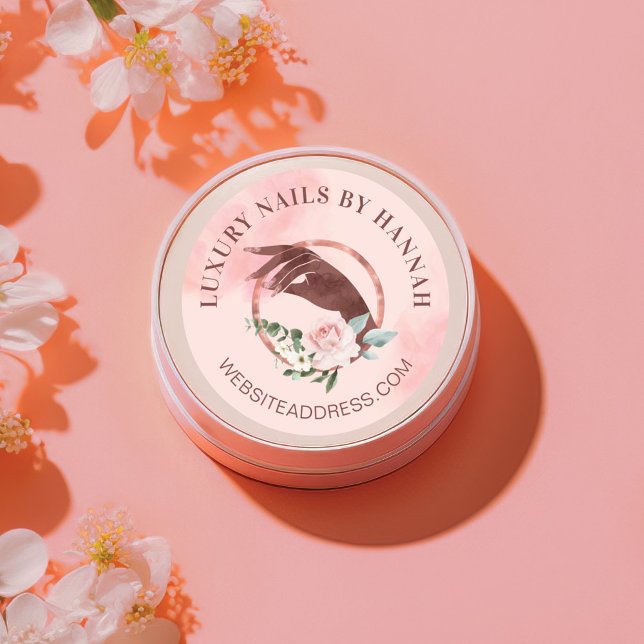 Sticker Rond Logo Chic Floral Nail Art Manicure Hand Nail Salon (Créateur téléchargé)