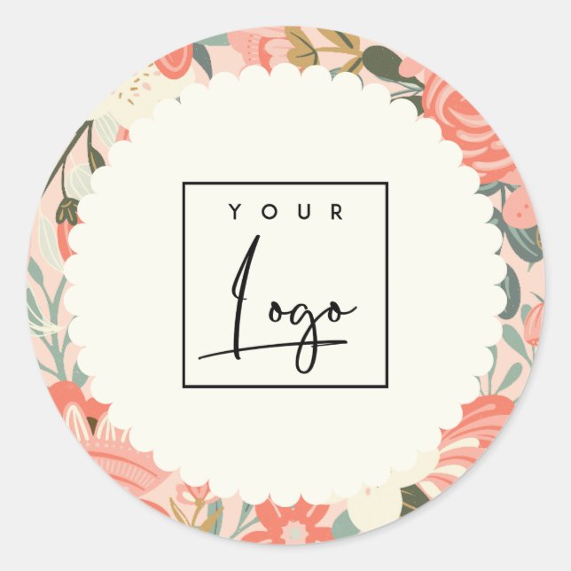 Sticker Rond Logo Chic orange rose rose vert Ambrosia (Devant)
