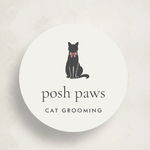 Sticker Rond Logo Classique de Toilettage pour Chat Neutre Mode