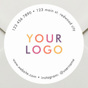 Sticker Rond Logo commercial Blanc marketing