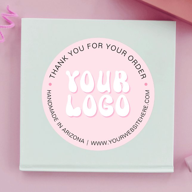 Sticker Rond Logo commercial de marque Blush Pink Retro (Créateur téléchargé)
