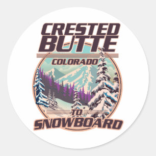 Sticker Rond logo Crested Butte Colorado Snowboard