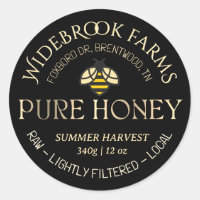 Logo d'abeille à miel coloré Pure Miel Noir Or