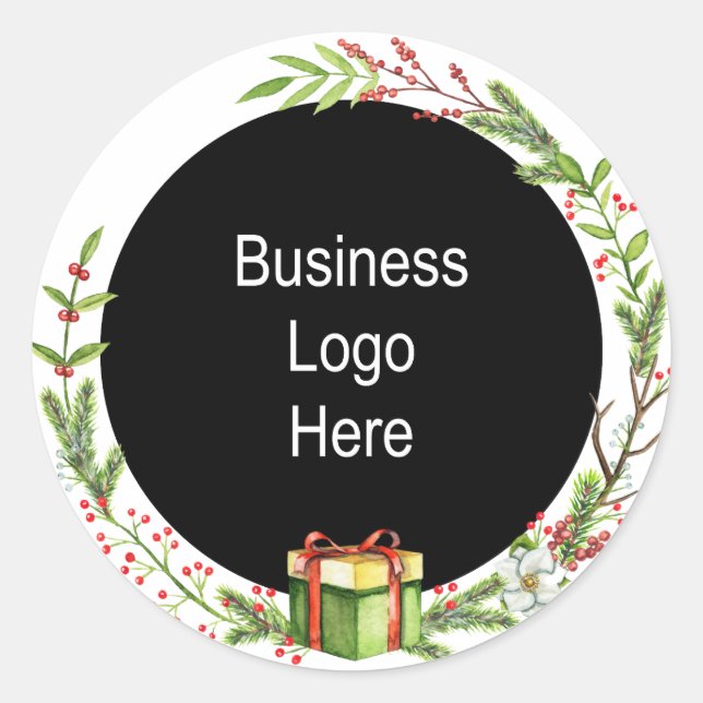 Sticker Rond Logo d'affaires personnalisé Courbe de Noël (Devant)
