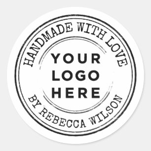 Sticker Rond Logo d'affaires personnalisé fait main avec amour