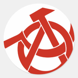 STICKER ROND LOGO D'ANARCHIE DE FAUCILLE DE MARTEAU