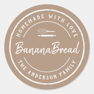 Sticker Rond Logo de boulangerie fait maison avec amour Cadeau