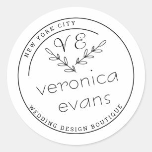 Sticker Rond Logo de branches botaniques stylisées modernes