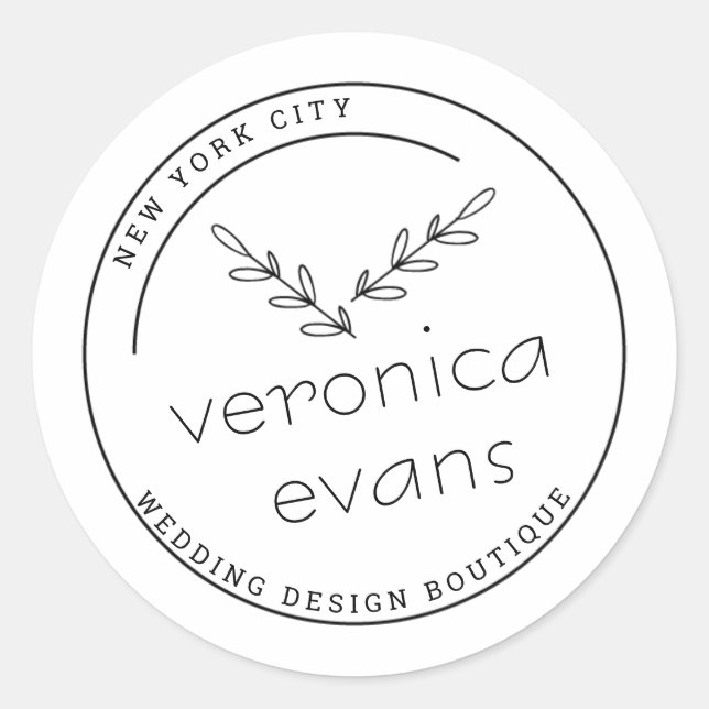 Sticker Rond Logo de branches botaniques stylisées modernes (Devant)