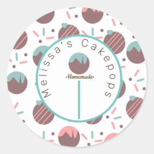 Sticker Rond Logo de Cake Pop Boulangerie Maison Paillettes