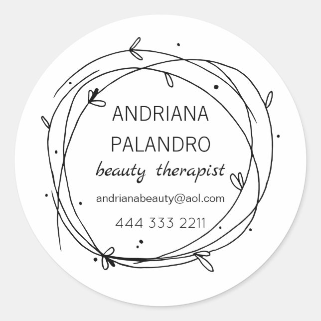 Sticker Rond Logo de courroie feuillue noire et blanche (Devant)