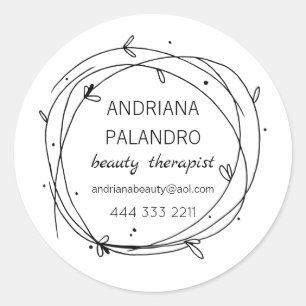 Sticker Rond Logo de courroie feuillue noire et blanche