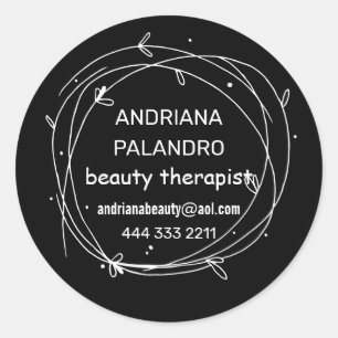 Sticker Rond Logo de courroie feuillue noire et blanche