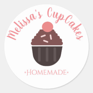 Sticker Rond Logo de Cupcake Pailletés Boulangerie Maison