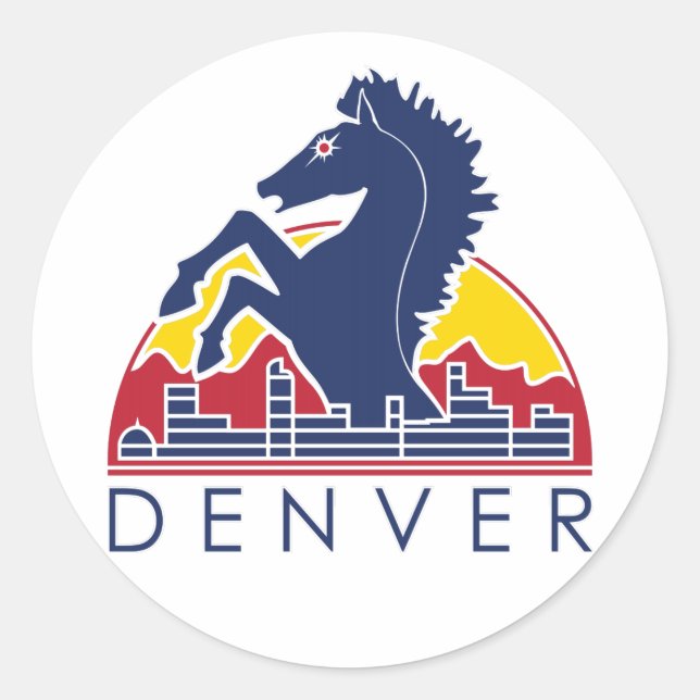 Sticker Rond Logo de Denver de Cheval Bleu (Devant)