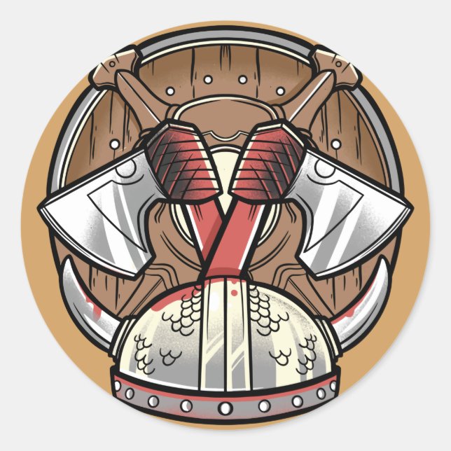 Sticker Rond Logo de dessin Viking Shield (Devant)