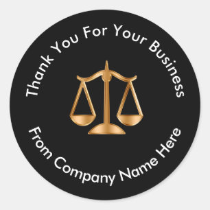 Sticker Rond Logo de droit avocat classique Merci