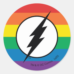Sticker Rond Logo de Flash Rainbow