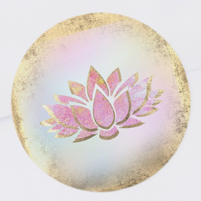 Sticker Rond logo de fleur de lotus d'or rose (Créateur téléchargé)