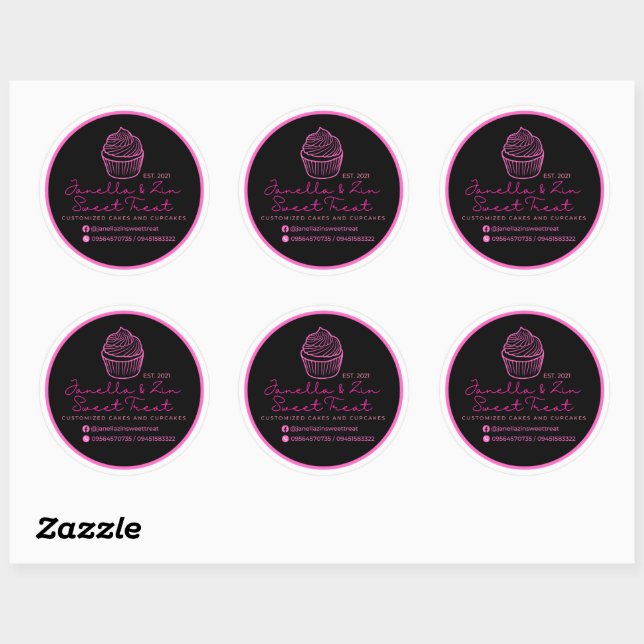 Sticker Rond Logo de Janella&Zin Cake (Feuille)