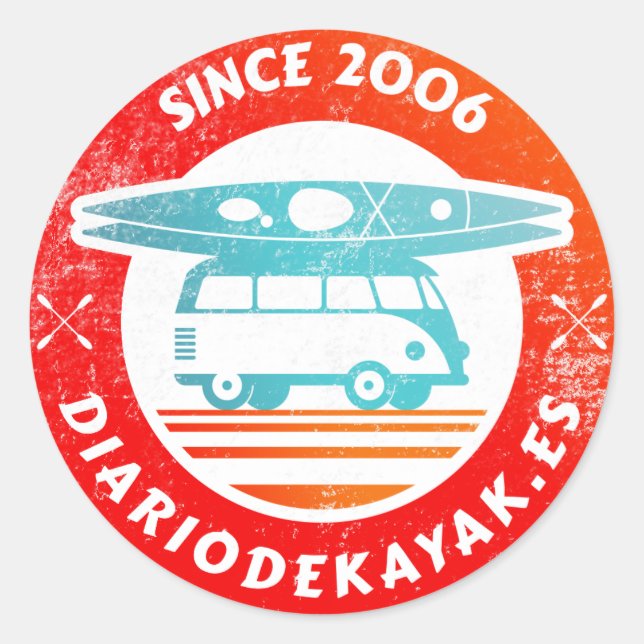 Sticker Rond Logo de journal de kayak washed (Devant)