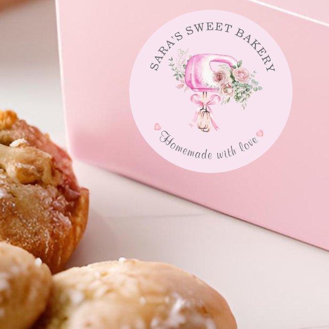 Sticker Rond Logo de la boulangerie mélangée rose moderne (Créateur téléchargé)
