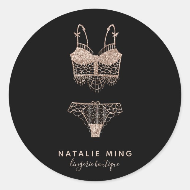 Sticker Rond Logo de la Boutique rose Gold Lingerie (Devant)