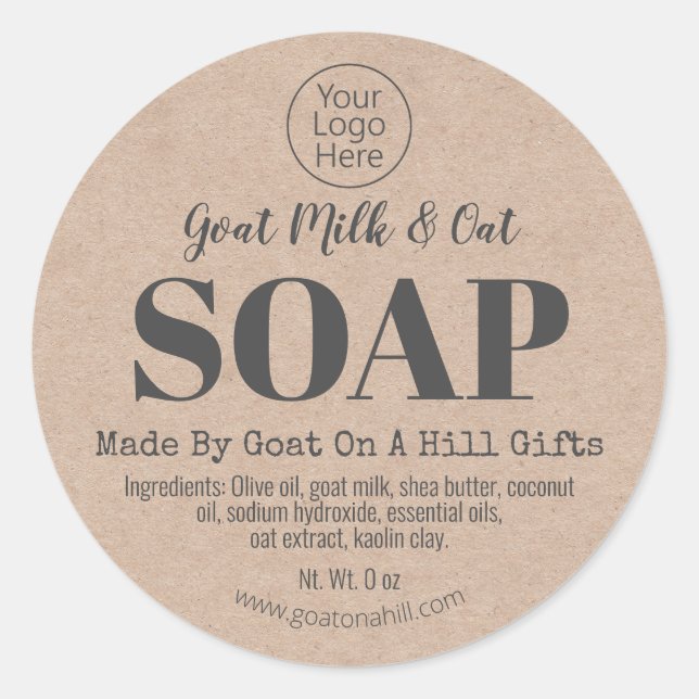 Sticker Rond Logo de la chèvre artisanale Lait d'avoine Kraft É (Devant)